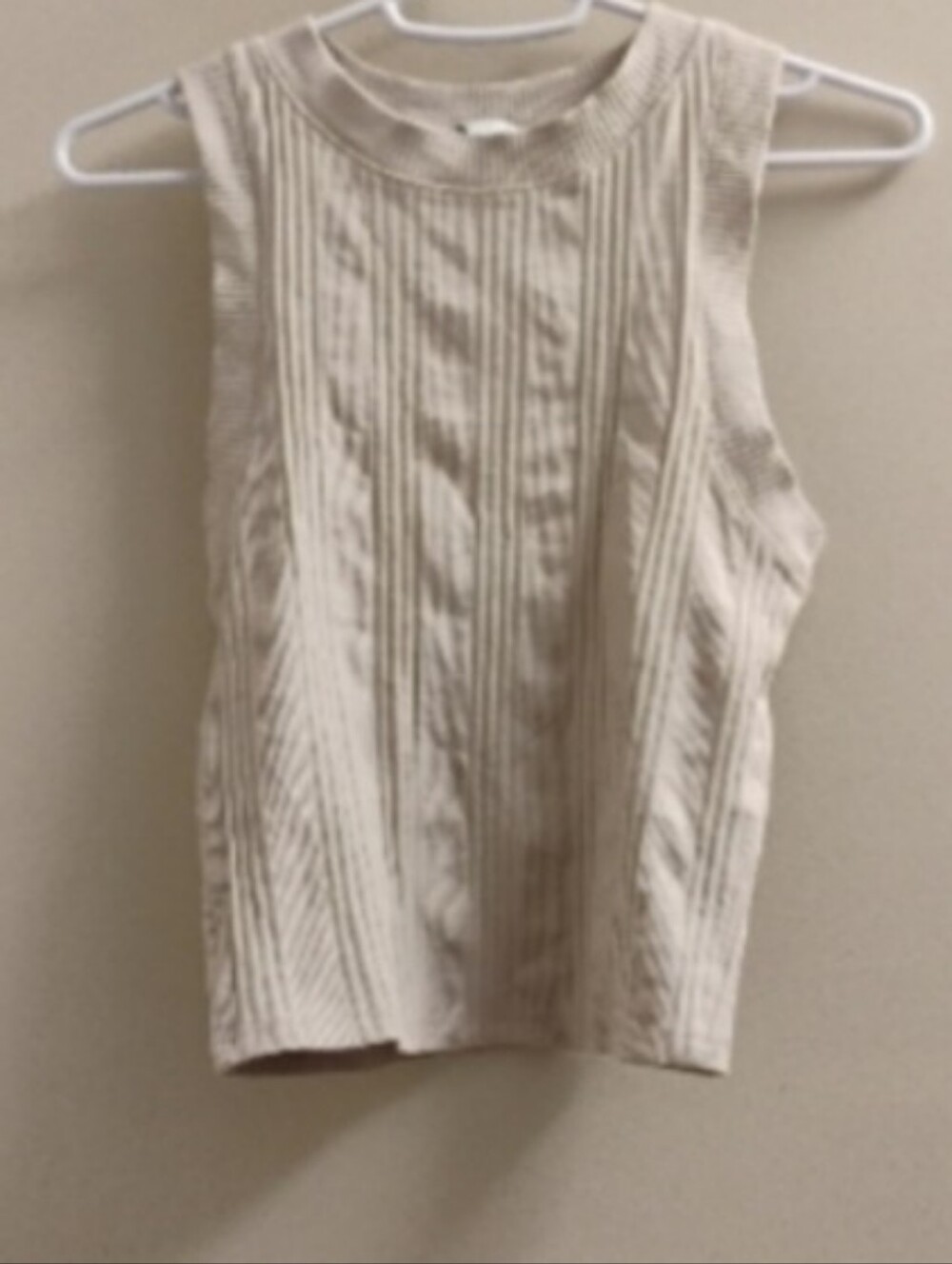 Zara Women's Ribbed High Neckline Sleeveless Crop Top Sz S
